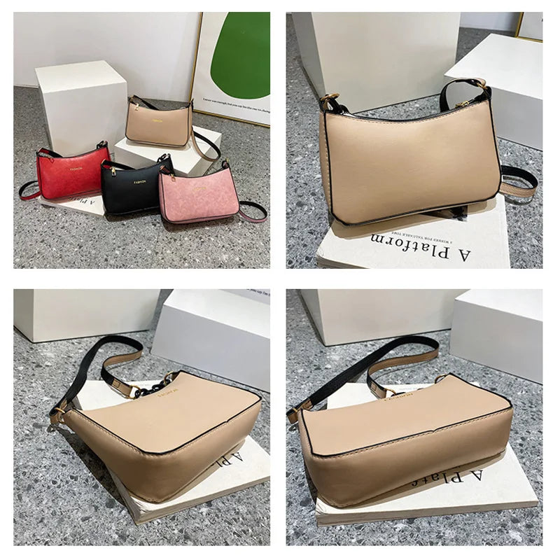 Solid Pu Leather Women Shoulder Bag