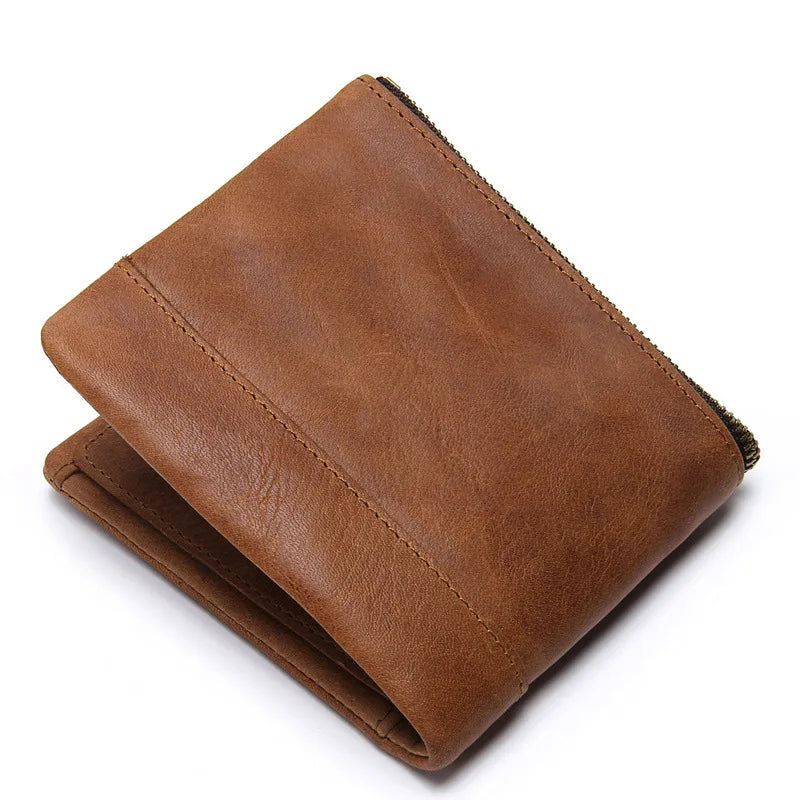 Men's Leather Wallet Clutch Bag Anti-magnetic Purse
