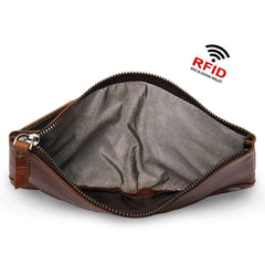 Men's Leather Wallet Clutch Bag Anti-magnetic Purse