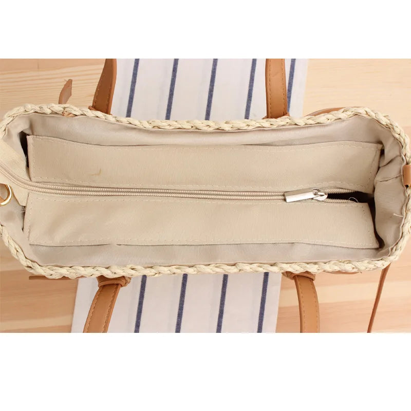 One-Shoulder Straw Summer Vacation Hand-Woven Women's Bag