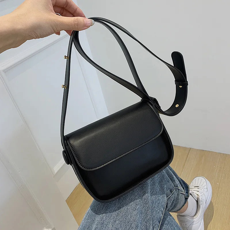 Solid Pu Leather Crossbody Bag for Women