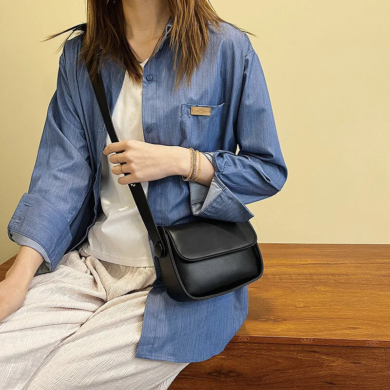 Solid Pu Leather Crossbody Bag for Women