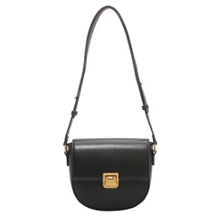 Small PU Leather Saddle Crossbody Bags for Women Solid Color Shoulder Handbag