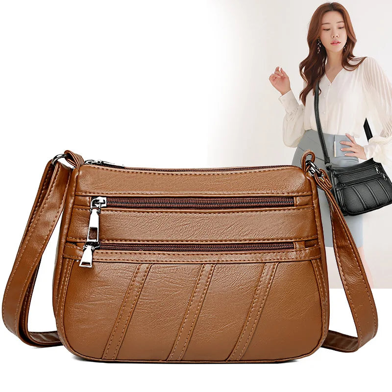 Soft Leather Shoulder Bag Casual Mother Bag