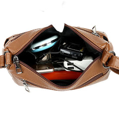 Soft PU Leather Women Bag Shoulder Messenger Casual Mother Multi-layer Mobile Ph