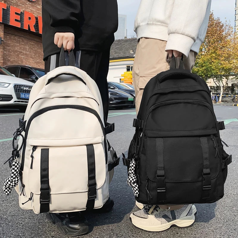 Waterproof Nylon Women Backpack Double Buckle Student Bag