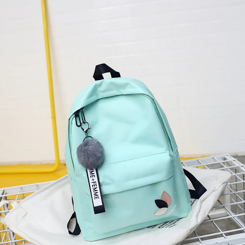 College Wind Women SchoolBag Solid Backpack Girl School Bags for Teenage