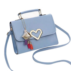 Square Bag Love Button PU Lady One Shoulder Crossbody Bag Solid Casual Bags