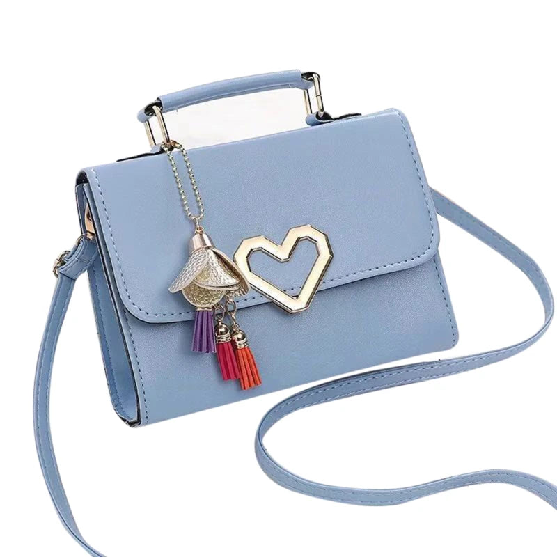 Square Bag Love Button PU Lady One Shoulder Crossbody Bag