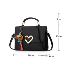Square Bag Love Button PU Lady One Shoulder Crossbody Bag Solid Casual Bags