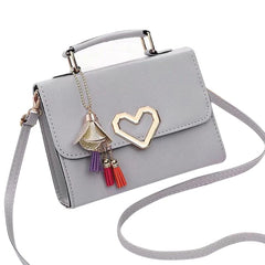 Square Bag Love Button PU Lady One Shoulder Crossbody Bag Solid Casual Bags