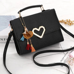 Square Bag Love Button PU Lady One Shoulder Crossbody Bag Solid Casual Bags