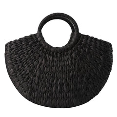 Straw Bag Women Hand-Woven Rattan Big Capacity Drawstring Beach Bag