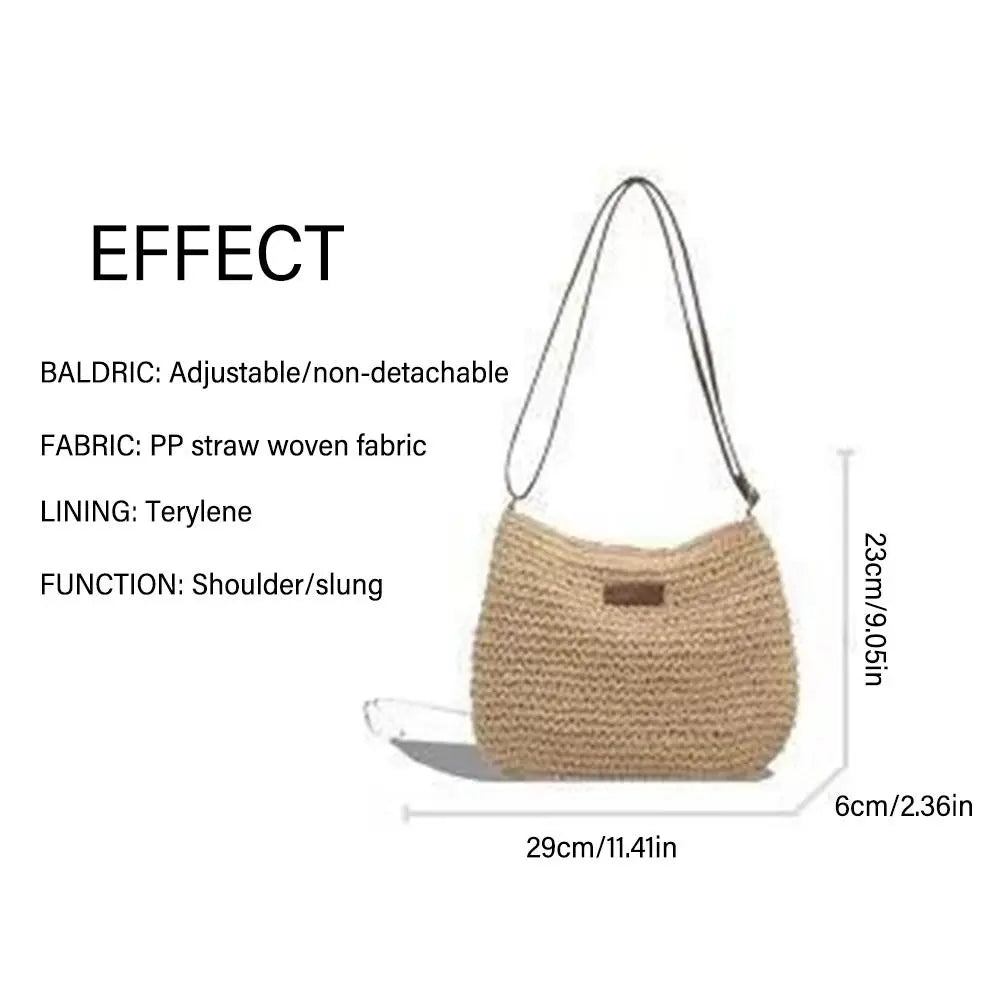 Straw Knitted Purses Milk White/Coffee Women Handbag Beach Bag