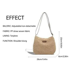 Straw Knitted Purses Milk White/Coffee Women Handbag Beach Bag