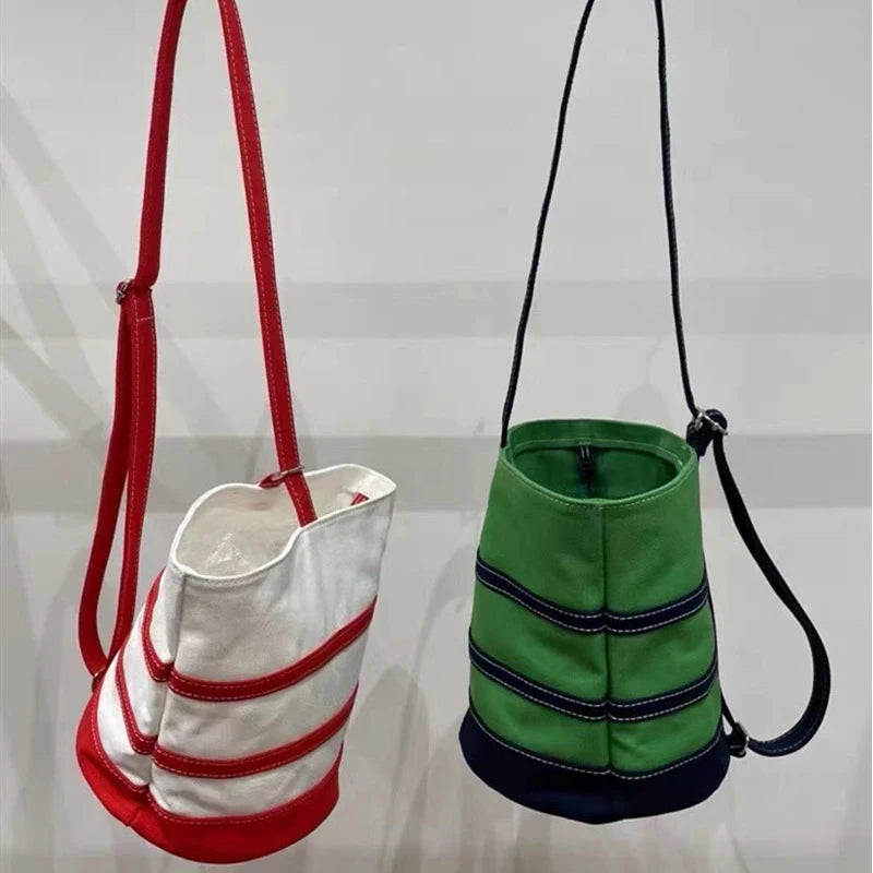 Striped Canvas Purses Handbags Ins Shoulder Small Tote B