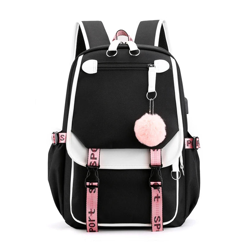 Large School Bags For Girl Ins Canvas Schoolbag Waterproof Student Travel Bag