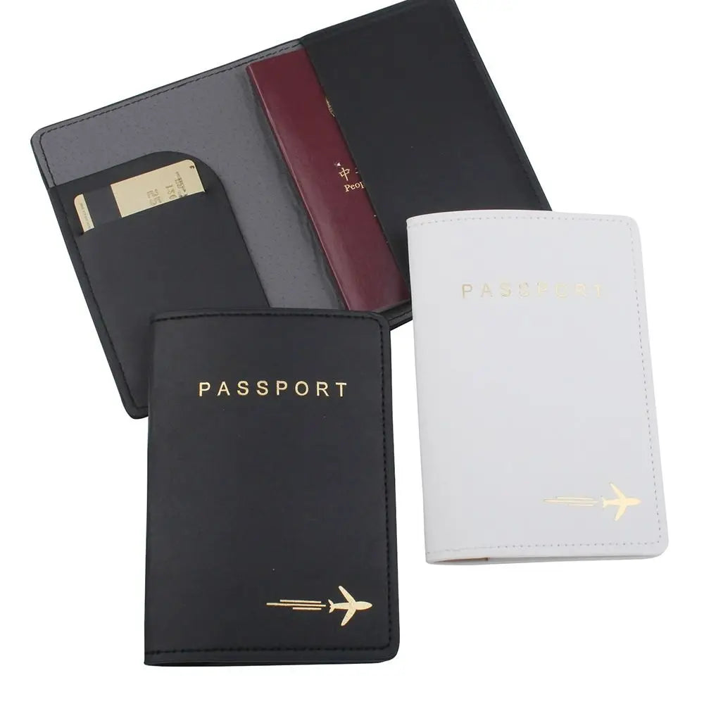 Couple Passport Cover Stamping Plane Travel Holder Wedding Gift