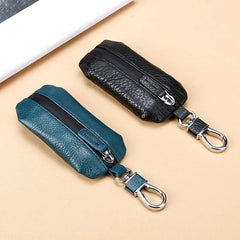 Leather Car Key Case Lychee Pattern Waterproof Zipper Universal Cover