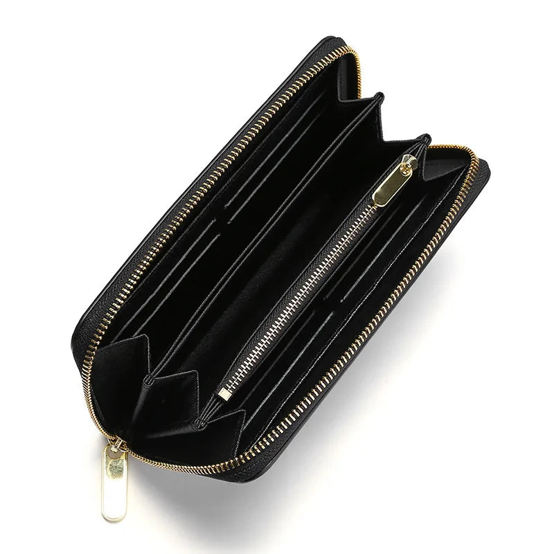 Leather Ladies Water Ripple Long Wallet Clutch Mujer Monedas Y Tarjetas