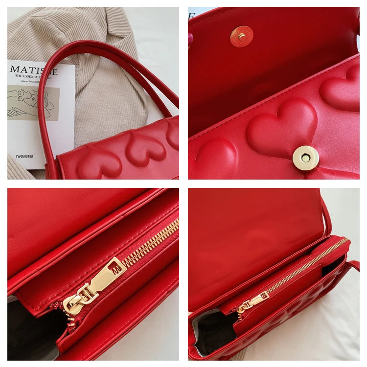 Vintage Heart Pattern Clutches Retro Handbag
