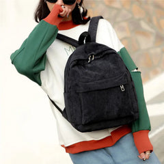 Soft Fabric Backpack for Girls Corduroy School Bag