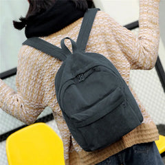 Soft Fabric Backpack for Girls Corduroy School Bag