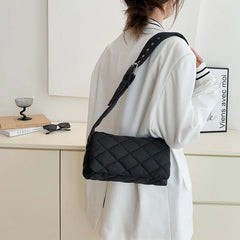 Soft Shoulder Bag Nylon Plaid Square Crossbody Bags