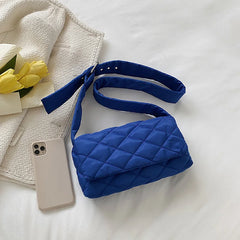 Soft Shoulder Bag Nylon Plaid Square Crossbody Bags