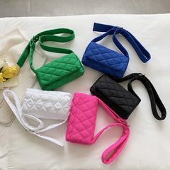Soft Shoulder Bag Nylon Plaid Crossbody Bag for Women