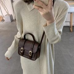Vintage Leather Shoulder Bag Classic Crossbody Handbag