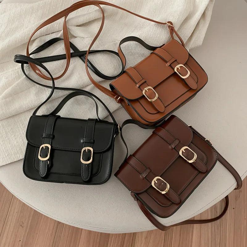Vintage Leather Shoulder Bag Classic Crossbody Handbag