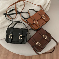 Vintage Leather Shoulder Bag Classic Crossbody Handbag