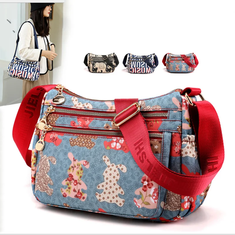 Rabbit Elephant Letters Print Shoulder Bags Tote Travel Backpack