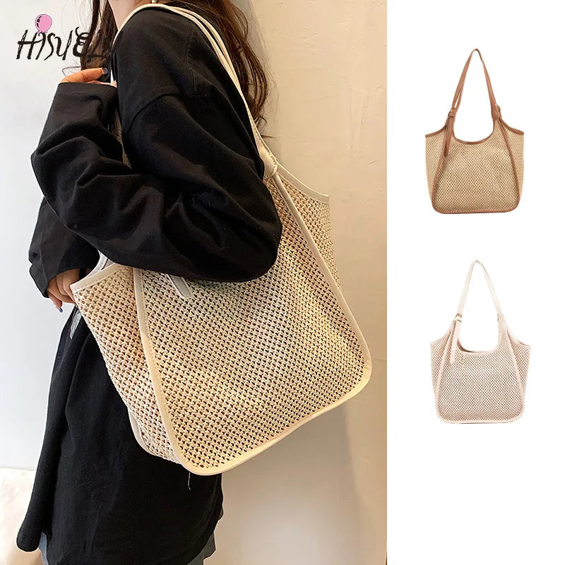 Large Beach Tote Rattan Woven Handbags