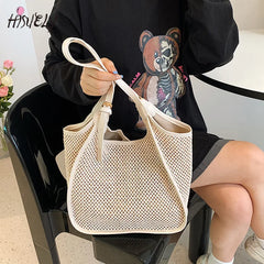 Large Beach Tote Rattan Woven Handbags