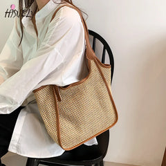 Large Beach Tote Rattan Woven Handbags