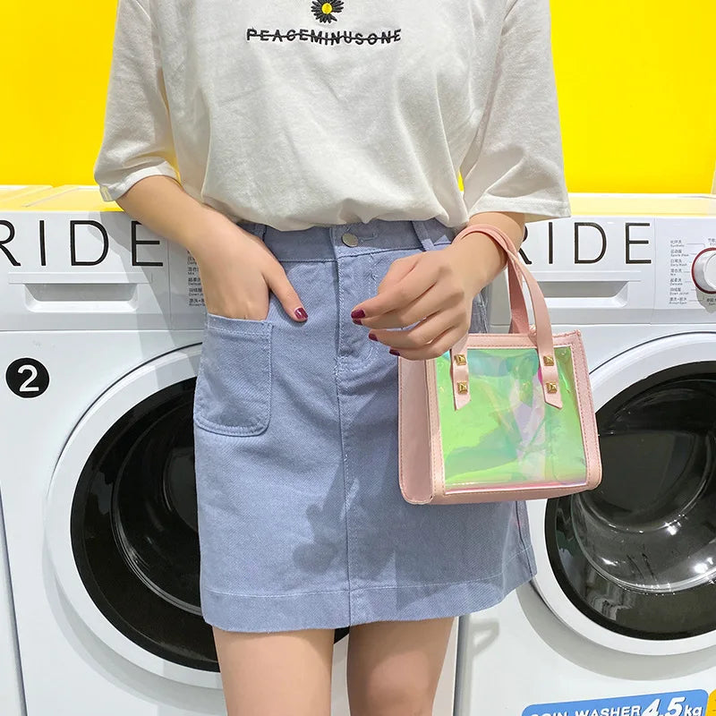 Summer Women Mini Small Shoulder Bag Laser PVC Candy Girls Crossbody Bag Red
