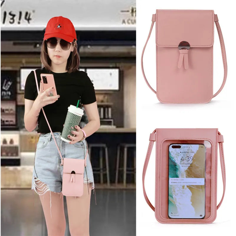 Summer Women Outdoor Crossbody Bag Heart Shaped Decorative Mobile Phone Touch