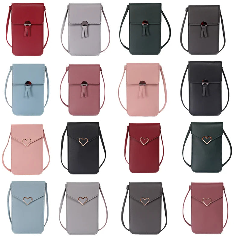 Summer Women Outdoor Crossbody Bag Heart Shaped Decorative Mobile Phone Touch