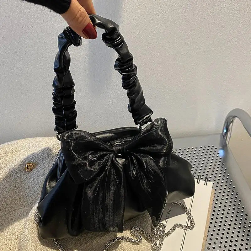 Sweet Bow Cloud Bag Flap Pu Leather Handbags Purse For Women