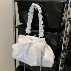 Sweet Bow Cloud Bag Flap Pu Leather Handbags Purse For Women