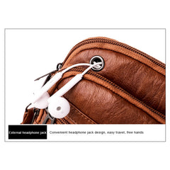Textured Messenger Bag for Women Soft Leather Brown