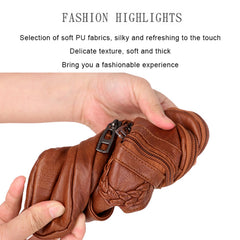Textured Messenger Bag for Women Soft Leather Brown