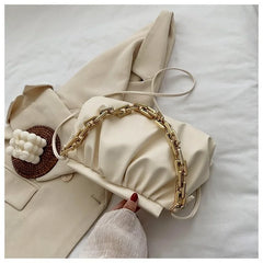 Thick Chain Shoulder Bag Women Pleated Cloud Crossbody Casual Ladies Bag