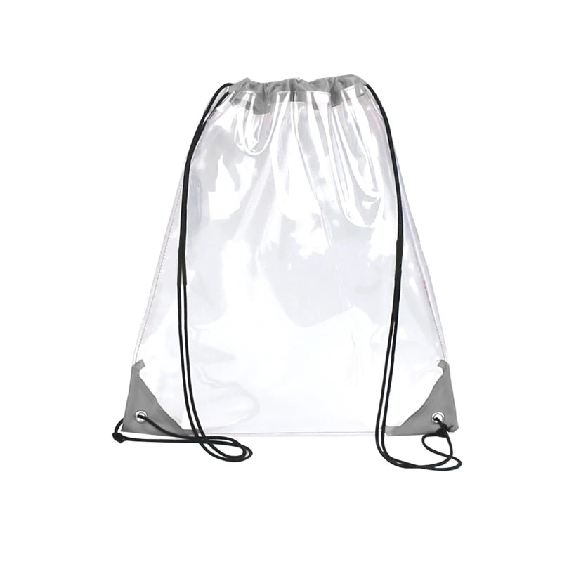 Clear Drawstring Backpack School Bag Gym Tote