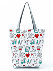 Nurse Woundplast Cartoon Shoulder Bag Portable Storage Beach Bag