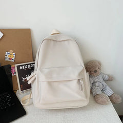 Canvas Women Backpack Solid Shoulder Bags Teenager Girl Waterproof School Bag