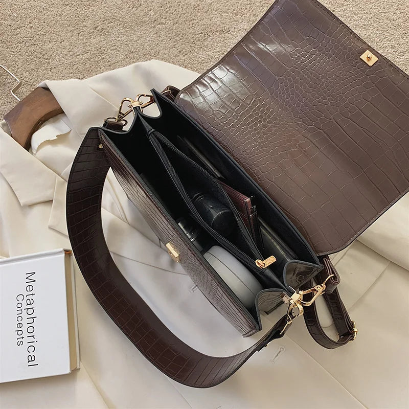 Fashionable PU Leather Women Bags Business High Capacity Crossbody Handbags