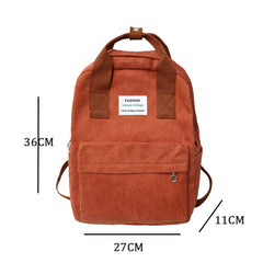 Corduroy Women Backpack College School Bag Harajuku Travel Shoulder Bags